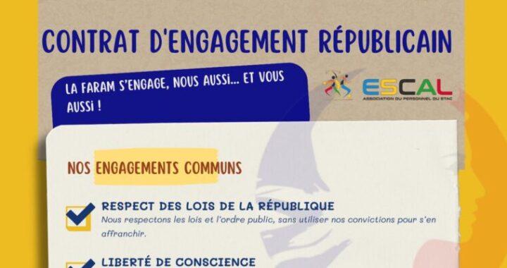Le Contrat d’Engagement Républicain : un engagement pour tous nos adhérents Le Contrat d’Engagement Républicain : un engagement pour tous nos adhérents